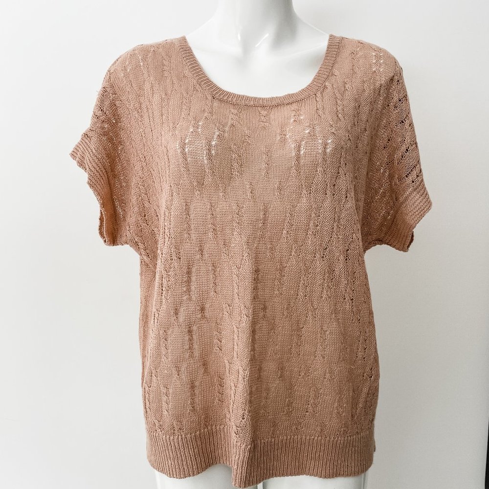 JOIE Knit Sweater Small Open Knit Linen Pale Peach Color VGUC